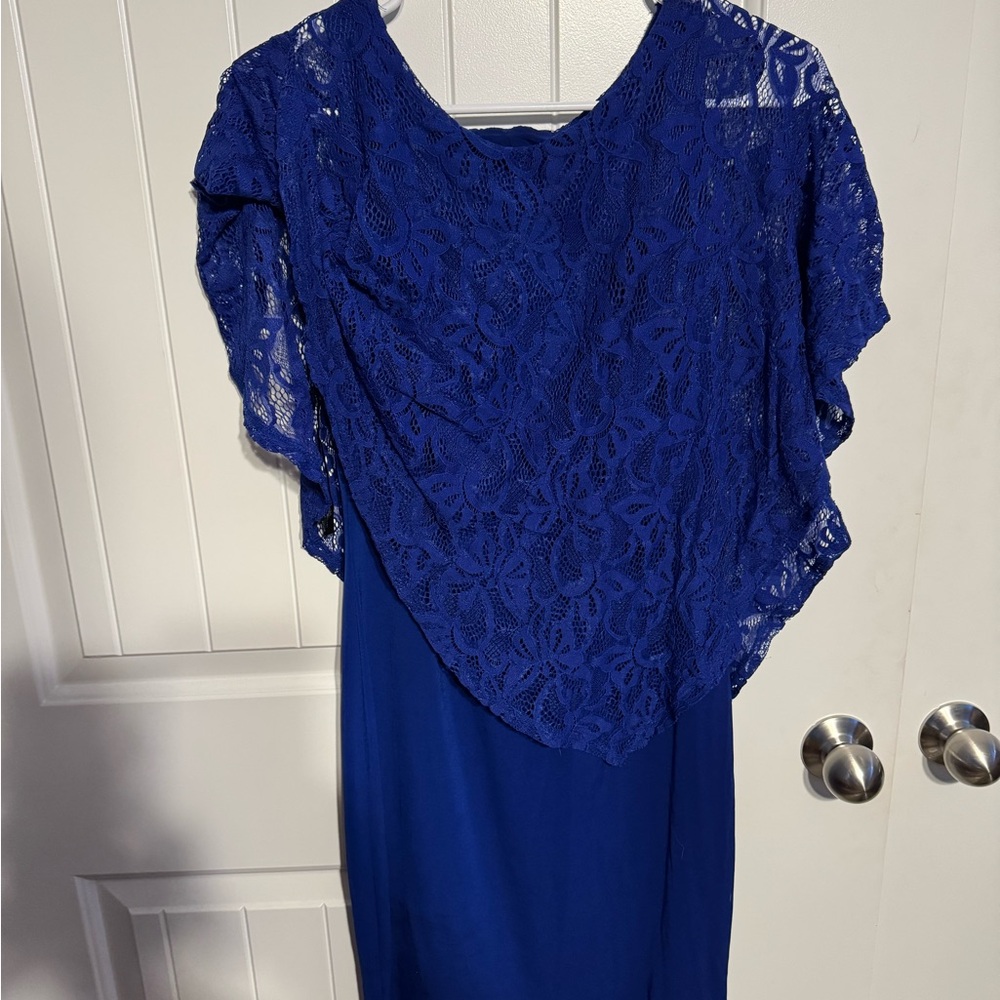 Enfocus Studio Blue Asymmetrical Sheath Dress